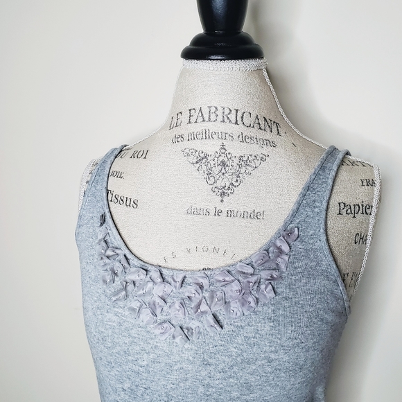 Eileen Fisher | Gray Tank with Tulle Floret Design - Picture 1 of 13